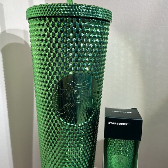 Starbucks 24oz Reusable Green Studded Tumbler and Key Chain Ornament - Picture 4 of 7